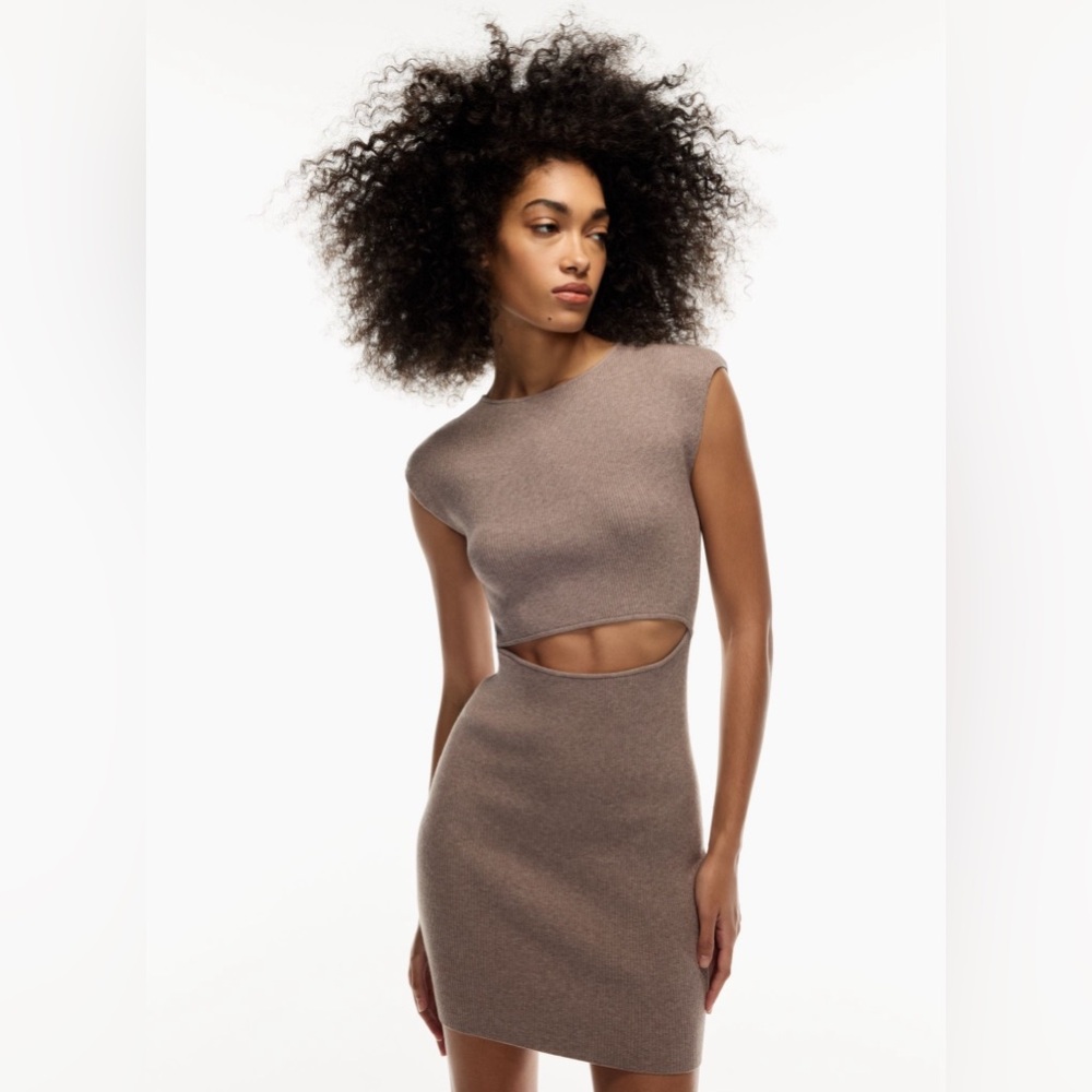 Wilfred Free Cut-Out Knit Mini Dress - H. Deep Taupe XS